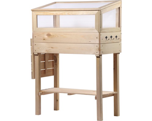 Hochbeet aus Holz mit Ablagefläche und Aufsatz