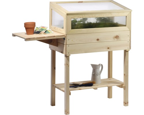 Hochbeet mit Frühbeetaufsatz, Ablagefläche und Ablageboden für Gartenzubehör