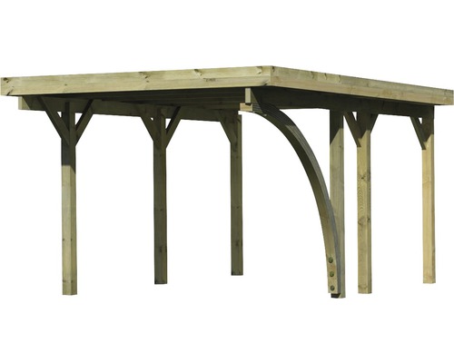 Holz Carport mit flachem Dach und Stützpfosten