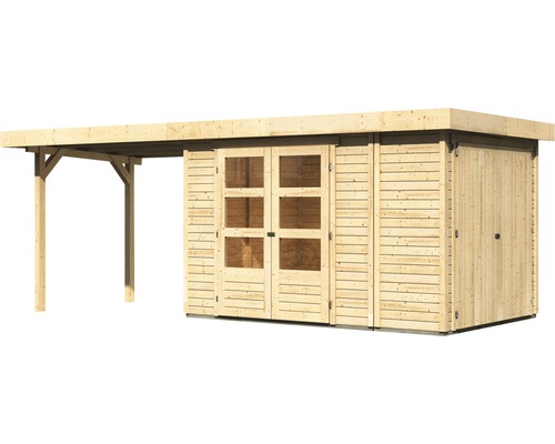 Holzgartenhaus mit Vordach und Doppeltür