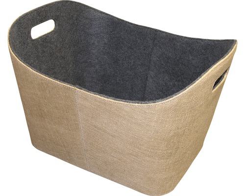 Filzkorb aus Jute Lienbacher eckig mit Grifflöchern beige schwarz Aufbewahrungskorb aus Stoff mit Griffen