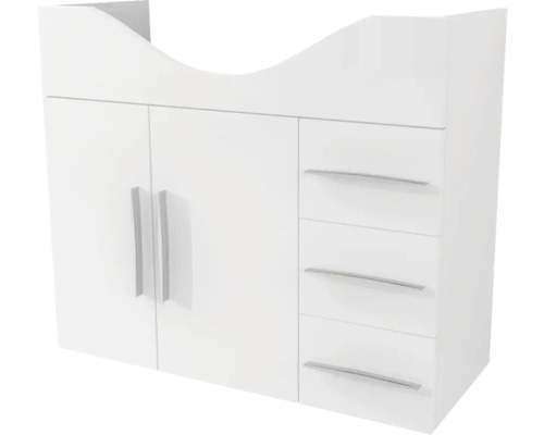 Waschbeckenunterschrank Baden Haus Aida 70x80x33,5 cm ohne Waschbecken weiß Weißer Hängeschrank mit Türen und Schubladen für das Badezimmer