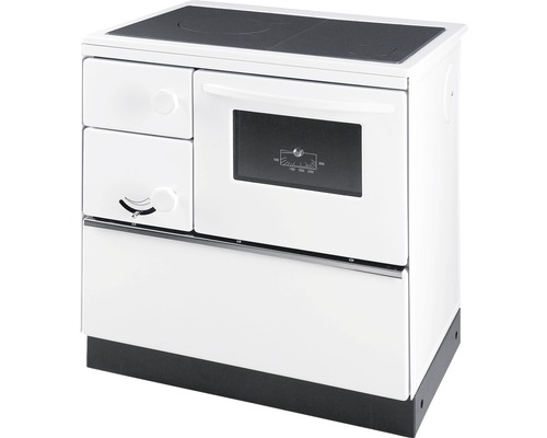 Weißer Küchenherd mit Kochfeld und Backofen