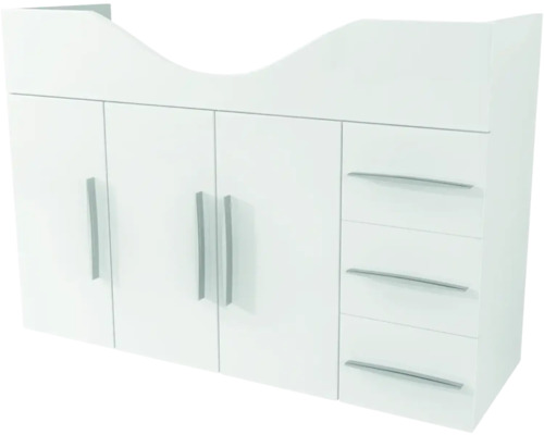 Waschbeckenunterschrank Baden Haus Aida 70x100x33,5 cm ohne Waschbecken weiß Weißer Badezimmer-Waschtischunterschrank mit Türen und Schubladen