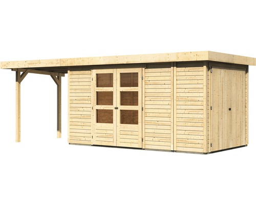 Holzgartenhaus mit Doppeltür und Vordach