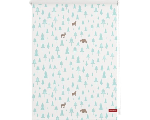 Rollo mit Waldmuster aus Bäumen, Bären, Wölfen und Hirschen