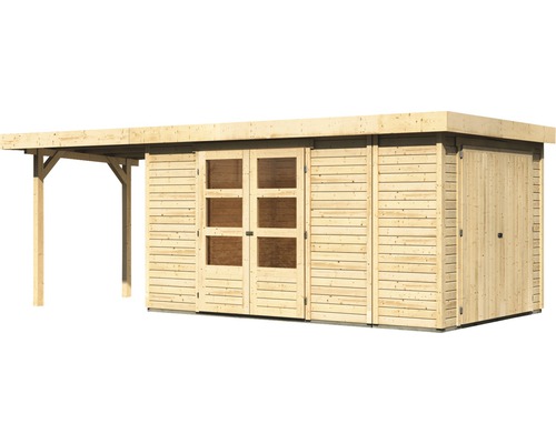 Holzgartenhaus mit Vordach und Doppeltür