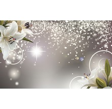 Dekoratives Bild mit Lilienblüten und Lichteffekten.