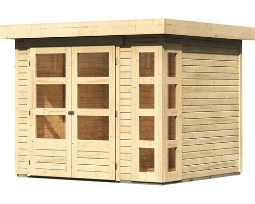 Gartenhaus aus Holz mit Doppeltür und Fenstern