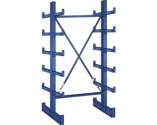 Kragarmregal Schulte K 1000 doppelseitig (Grundregal), 1250x2000 mm, blau