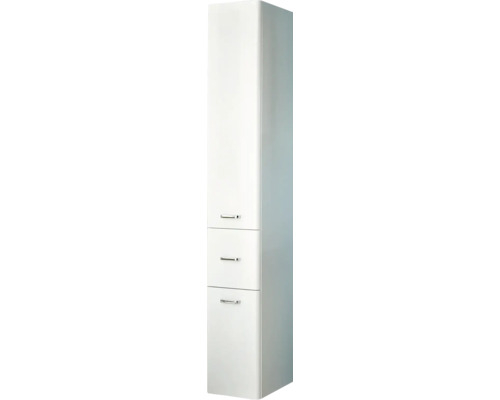 Hochschrank Pelipal Piolo mit 2 Türen und einer Schublade 185,5x30x33 cm weiß Weißer Hochschrank mit Schubladen für das Badezimmer