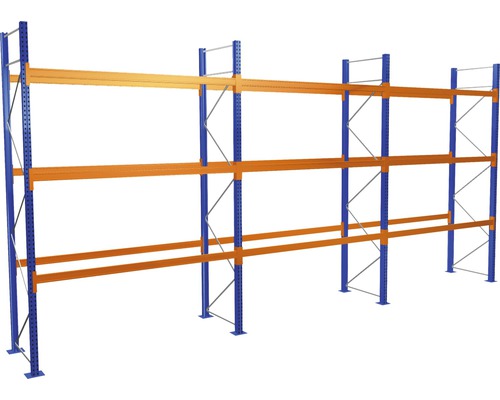 Palettenregal Schulte Startset / Grundmodul mit 4 Ebenen, 3 Felder á 2700 mm für Paletten bis 730 kg