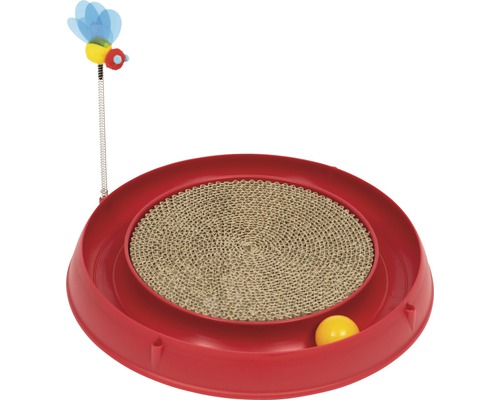Katzenspielzeug Catit 3in1 mit Kratzbrett und Spielzeug rot, ca. 38 x 35 x 45 cm Kratzbrett für Katzen mit Spielzeug
