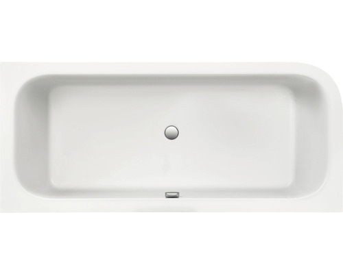 Aufnahme von oben einer Badewanne mit Abfluss