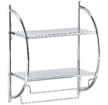 Badezimmerregal mit zwei Ablagen und Handtuchhalter aus Metall