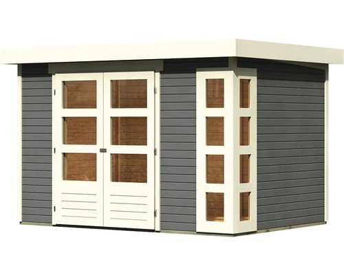 Gartenhaus aus Holz mit Doppeltür und Fensterelementen