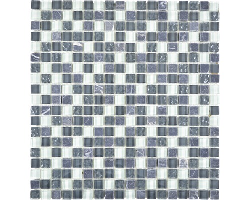 Glasmosaik mit Naturstein XCM M810 30,5x32,2 cm grau