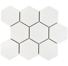 Weiße, hexagonale Fliesenmatte