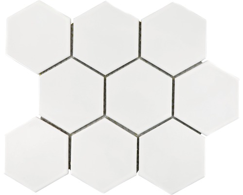 Keramikmosaik Hexagon HX100 25,6x29,55 cm weiß