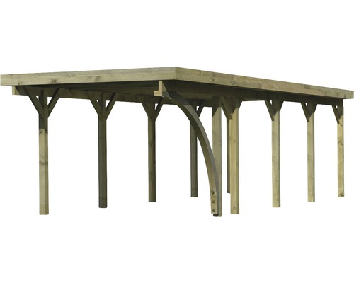 Holzcarport mit Dach und Stützpfeilern