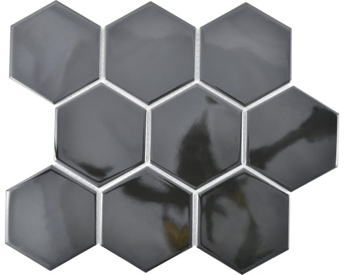 Keramikmosaik Hexagon HX110 25,6x29,55 cm schwarz