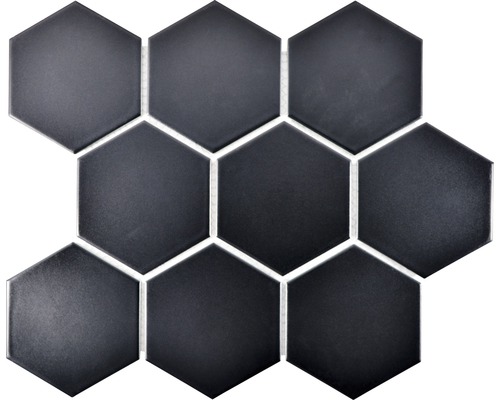 Keramikmosaik Hexagon HX115 25,6x29,55 cm schwarz