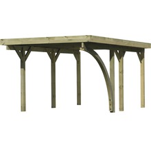 Holzcarport mit geraden und gebogenen Pfosten