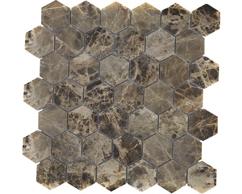 Natursteinmosaik Marmor MOS HXN 2909 29,8x30,5 cm braun Mosaikfliesen aus Marmor in sechseckiger Form