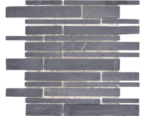 Natursteinmosaik Marmor MOS SL 89 30,5x30,0 cm schwarz Mosaikfliese aus Schiefer