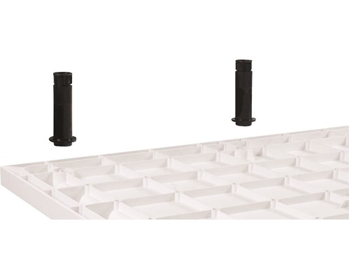 Füße & Clips Sanotechnik für Duschwanne SC1080S,SC1280S,SC1290S Zwei schwarze Befestigungsstifte und eine weiße Wabenplatte