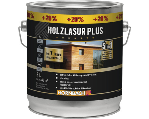 Holzlasur Plus Dose mit 3 Litern Inhalt