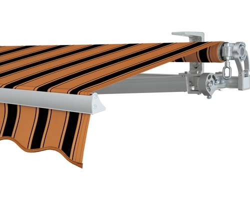 SOLUNA Gelenkarmmarkise Concept 3,5x2 Stoff Dessin 6363 Gestell Silber E6EV1 eloxiert Antrieb rechts inkl. Kurbel-0