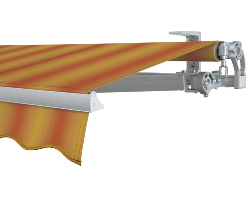 SOLUNA Gelenkarmmarkise Concept 4x2,5 Stoff Dessin 320180 Gestell Silber E6EV1 eloxiert Antrieb rechts inkl. Kurbel-0