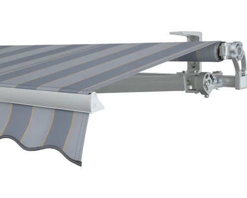 SOLUNA Gelenkarmmarkise Concept 3,5x2 Stoff Dessin 7109 Gestell Silber E6EV1 eloxiert Antrieb rechts inkl. Motor und Wandschalter-0