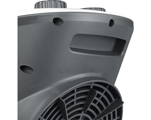 Detailansicht eines Heizlüfters mit Tragegriff und Ventilator