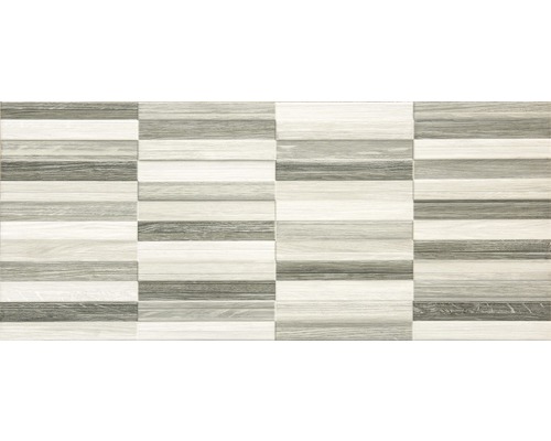 Keramik Dekorfliese Egeo Muretto Cold 25x60 cm weiß aluminium grau matt Keramikfliese mit Holzoptik