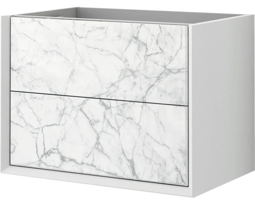 Waschbeckenunterschrank Baden Haus Bellagio 51x70x46 cm ohne Waschbecken weiß Waschtischunterschrank mit zwei Schubladen und Marmoroptik