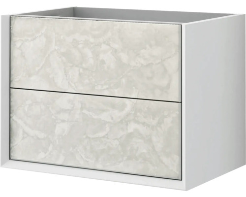 Waschbeckenunterschrank Baden Haus Bellagio 51x70x46 cm ohne Waschbecken grau/weiß Waschtischunterschrank mit zwei Schubladen in Marmoroptik