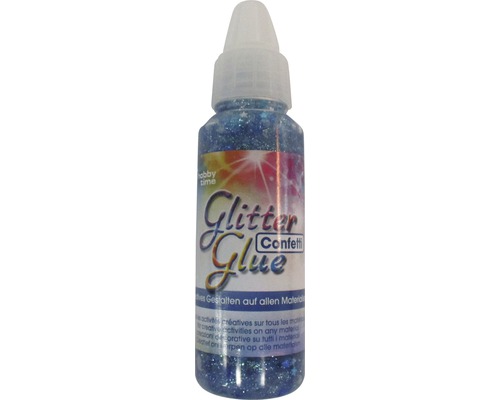 Glitterglue Flasche 53 ml Confetti Sterne blau/silber