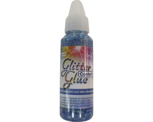 Glitterglue Flasche 53 ml Confetti Sterne blau/silber Glitzerkleber in einer Kunststoffflasche