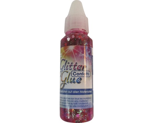 Glitterglue Flasche 53 ml Confetti Herzen rot/silber