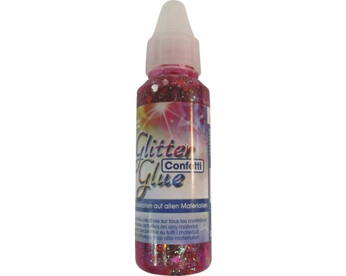 Glitter Glue Flasche Confetti Herzen rot silber 53 ml Glitzerkleber mit Konfetti für Bastelarbeiten