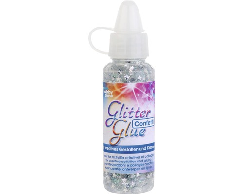 Glitterglue Confetti Sterne silber Flasche 53 ml