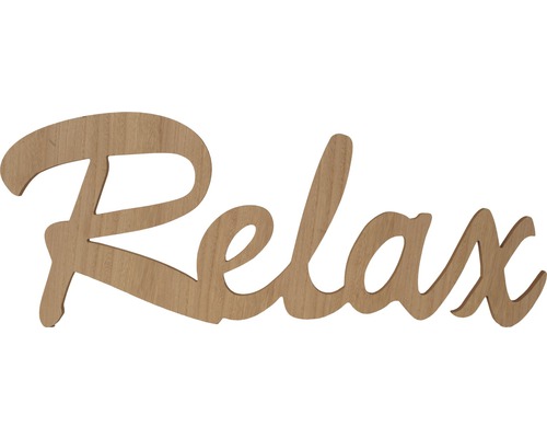 Dekorative Holzschrift Relax