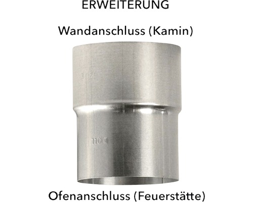 Ofenrohr-Erweiterung Bertrams Ø 150-180 mm feueraluminiert silber Kaminrohr Erweiterung für Wand- und Ofenanschluss