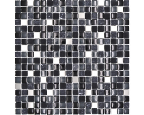 Glasmosaik XCM M760 30,0x30,0 cm schwarz grau