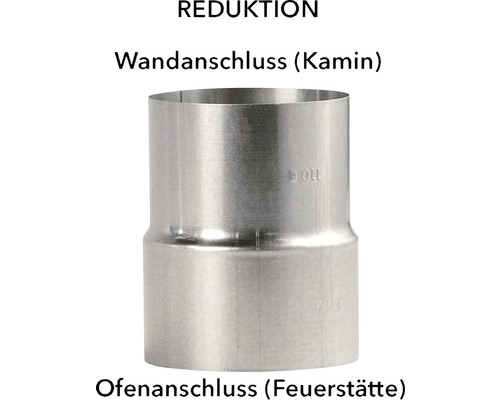 Ofenrohr Reduzierung Bertrams Ø 120-110 mm feueraluminiert silber