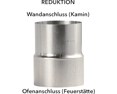 Ofenrohr Reduzierung Bertrams Ø 180-150 mm feueraluminiert silber Reduzierstück für Wandanschluss und Ofenanschluss