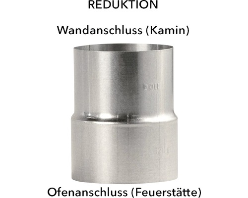 Ofenrohr Reduzierung Bertrams Ø 100-90 mm feueraluminiert silber