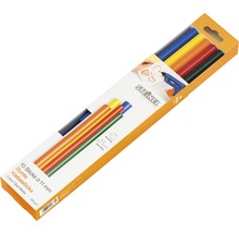 Packung mit zehn farbigen Klebesticks mit einem Durchmesser von 11 Millimetern.